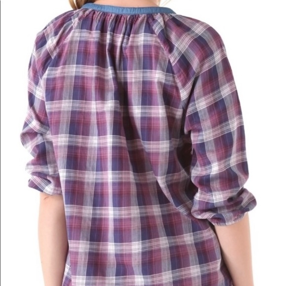 Masion Scotch  Pretty & Plaid 3/4 Sleeve Top. (M) - Picture 3 of 16